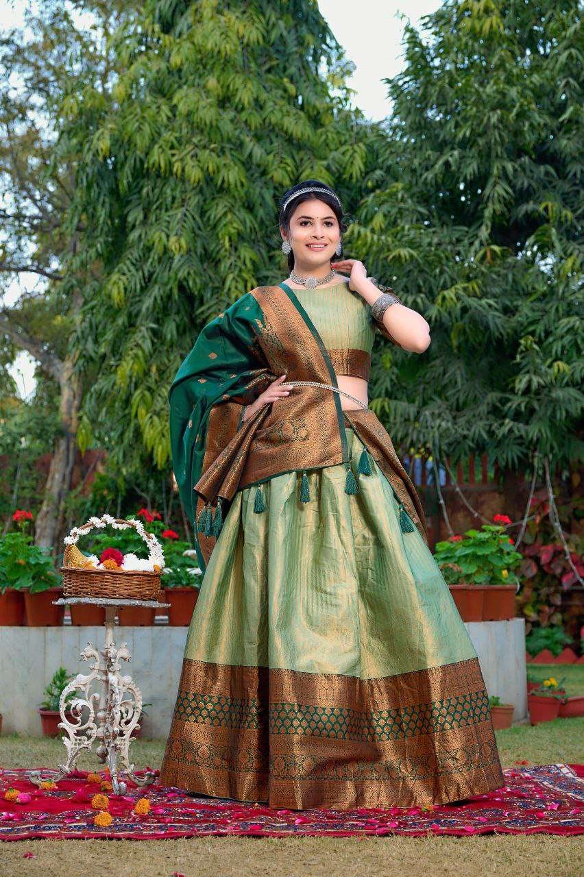 28vQJA.jpg Women's Tussar Silk Patola Print Lehenga Choli Dupatta Set - Image 2