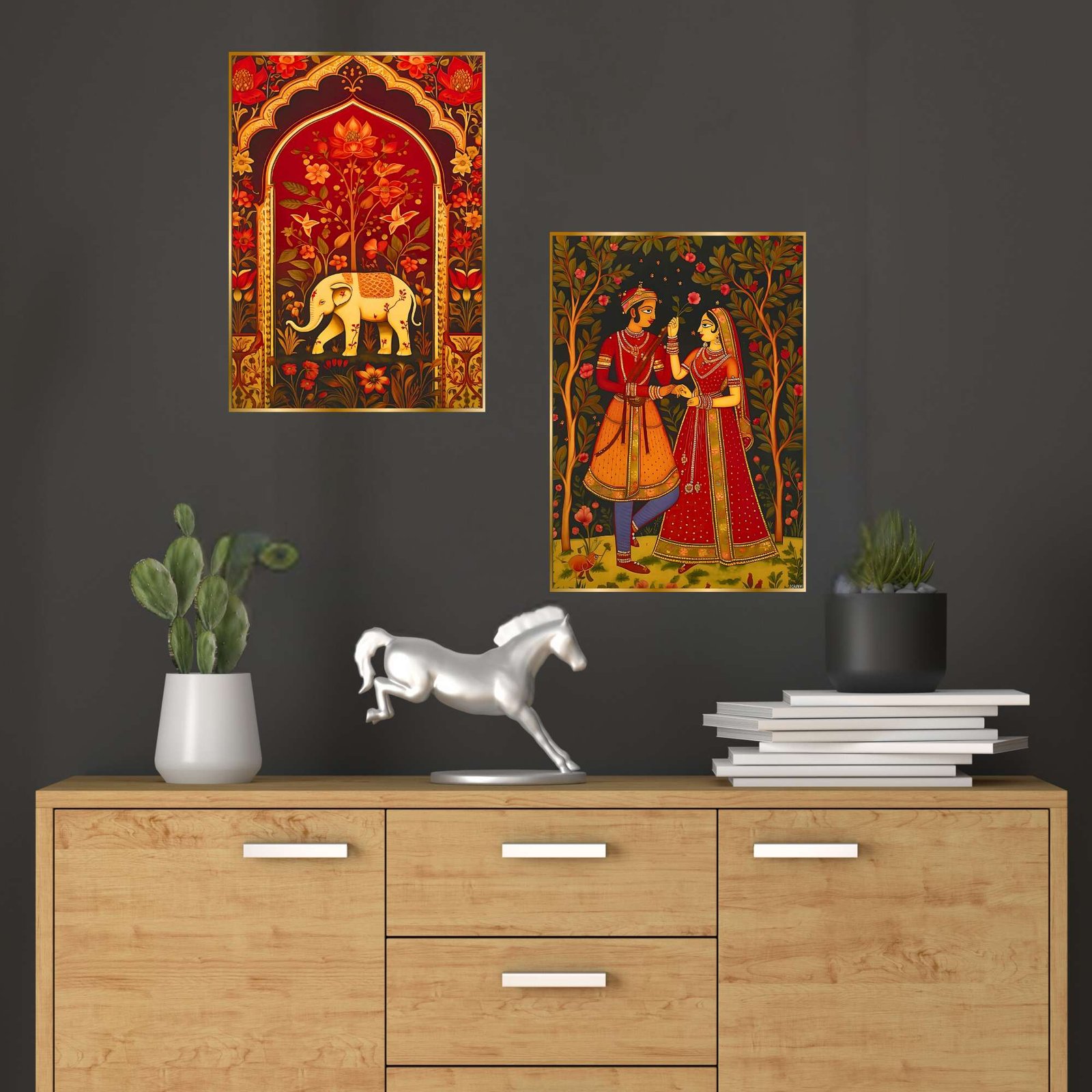2XA09A.jpg Set of Two Wall Paintings for Wall Dacoration Golden Framed Wall Paintings for Living Room & Bedroom Wall Art for Home Decoration & Office Wall Décor (14x11 inch CH-GD2-19)