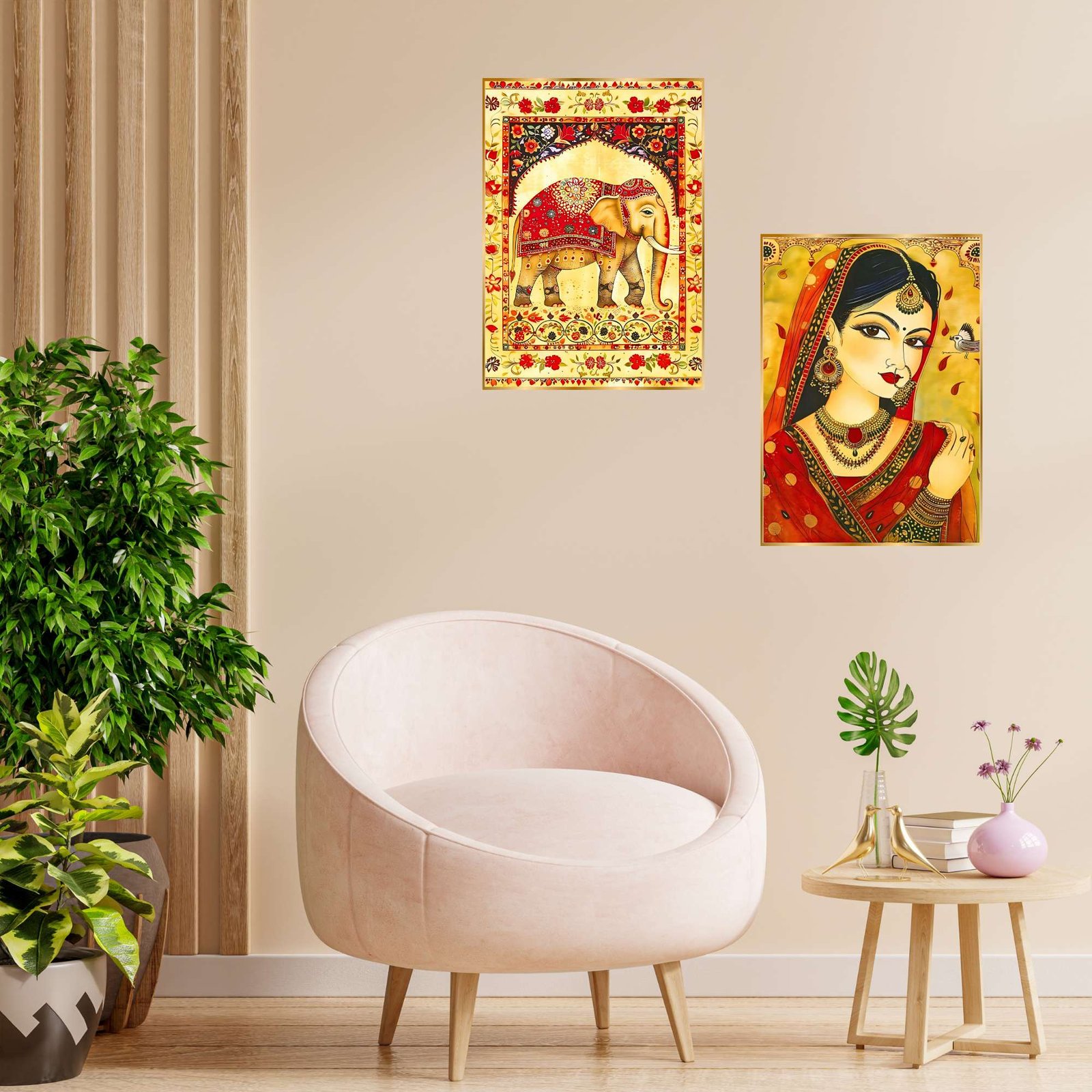 5U407D.jpg Set of Two Wall Paintings for Wall Dacoration Golden Framed Wall Paintings for Living Room & Bedroom Wall Art for Home Decoration & Office Wall Décor (14x11 inch CH-GD2-11) - Image 3