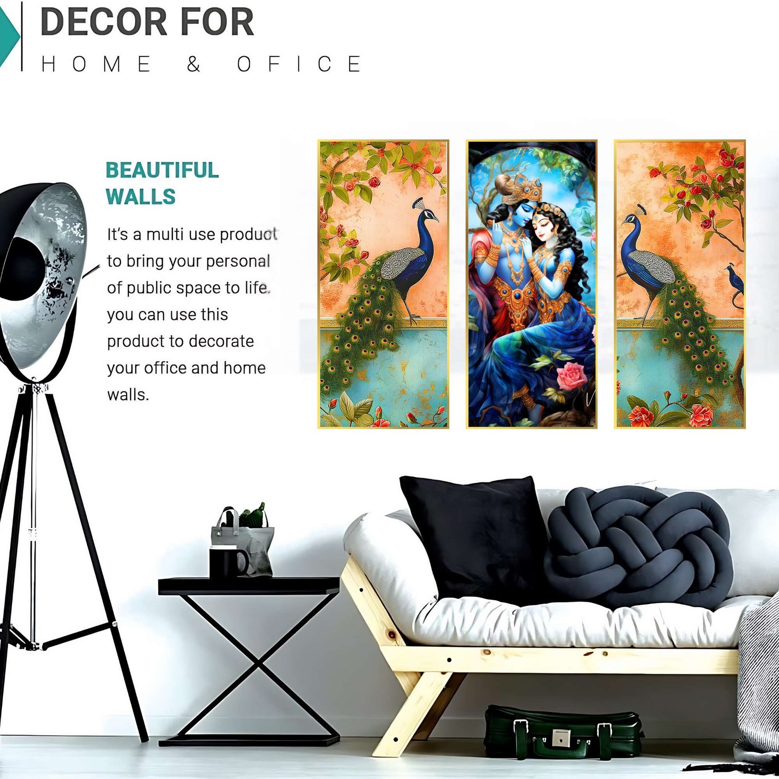 7mpnIN.jpg Set of Three large Wall Paintings for Wall Dacoration Golden Framed Wall Paintings for Living Room & Bedroom Wall Art for Home Decoration & Office Wall Décor (14x11 inch CH-LGD3-7) - Image 4