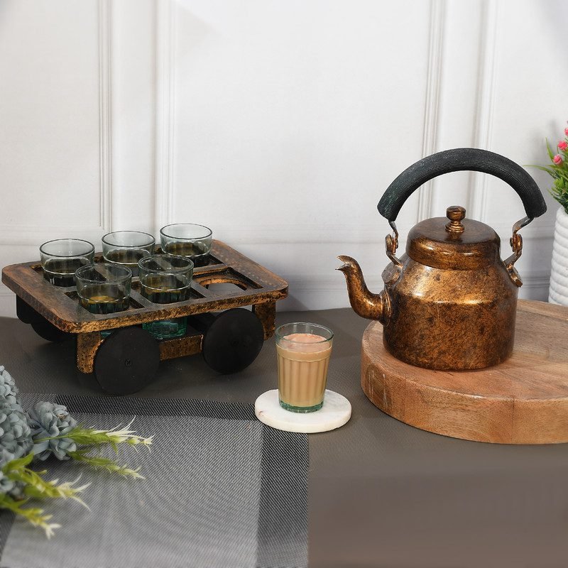 DSC-4564.jpg ALUMINIUM TEA KETTLE WITH 6 GLASS - Image 4
