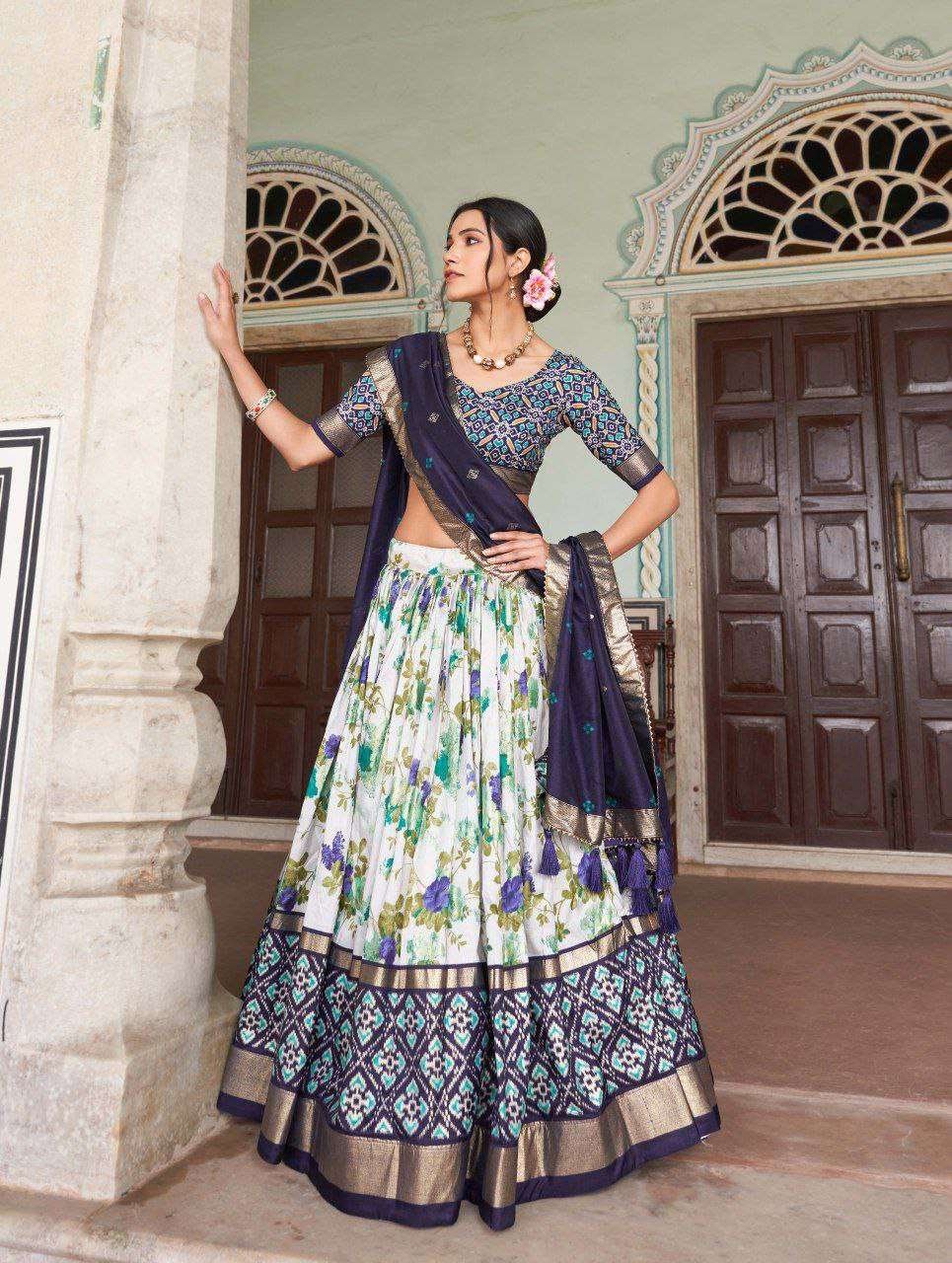 Fmqo7z.jpg Women's Tussar Silk Patola Print Lehenga Choli with Dupatta ? Foil Work Stitched Lehenga Set - Image 10