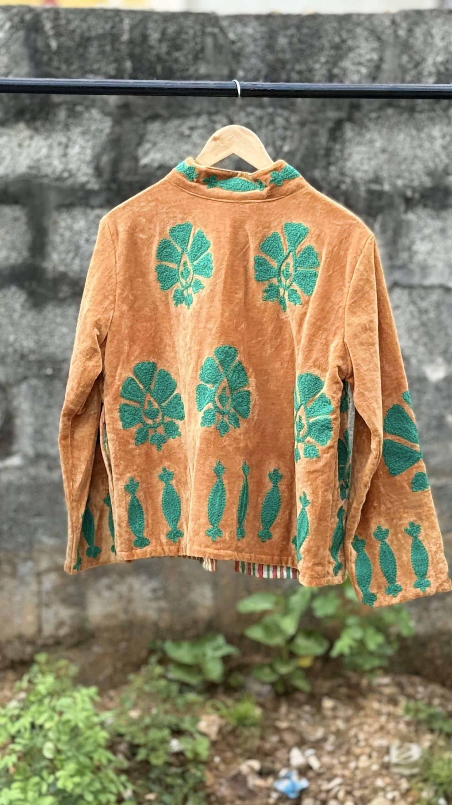 LOyHLV-scaled-1.jpg Womens Rust Velvet Embroidered Jacket with Floral Design - Image 4