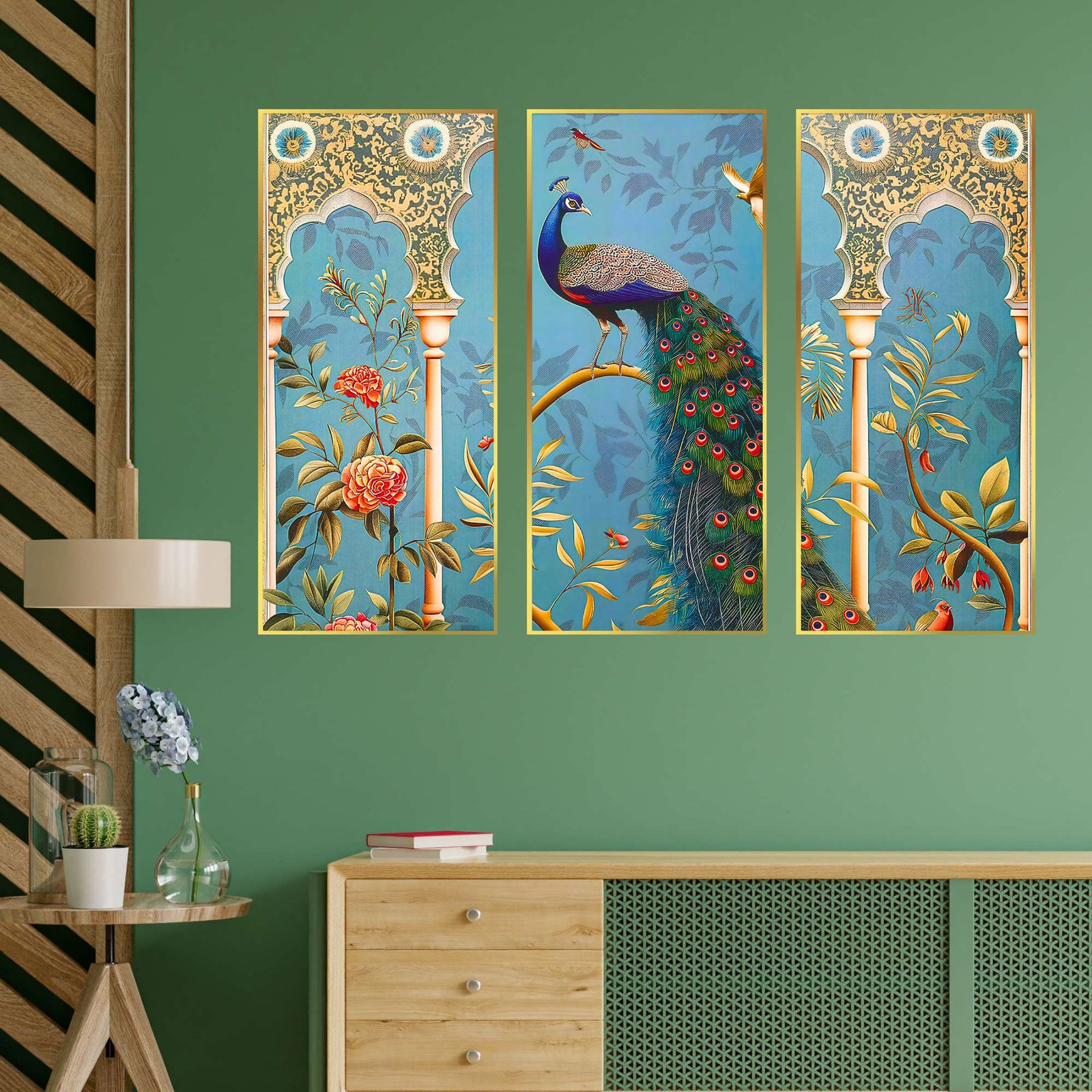O2duXE.jpg Set of Three large Wall Paintings for Wall Dacoration Golden Framed Wall Paintings for Living Room & Bedroom Wall Art for Home Decoration & Office Wall Décor (14x11 inch CH-LGD3-4) - Image 3