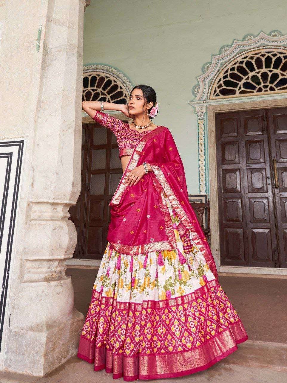 QIXE2A.jpg Women's Tussar Silk Patola Print Lehenga Choli with Dupatta ? Foil Work Stitched Lehenga Set - Image 11