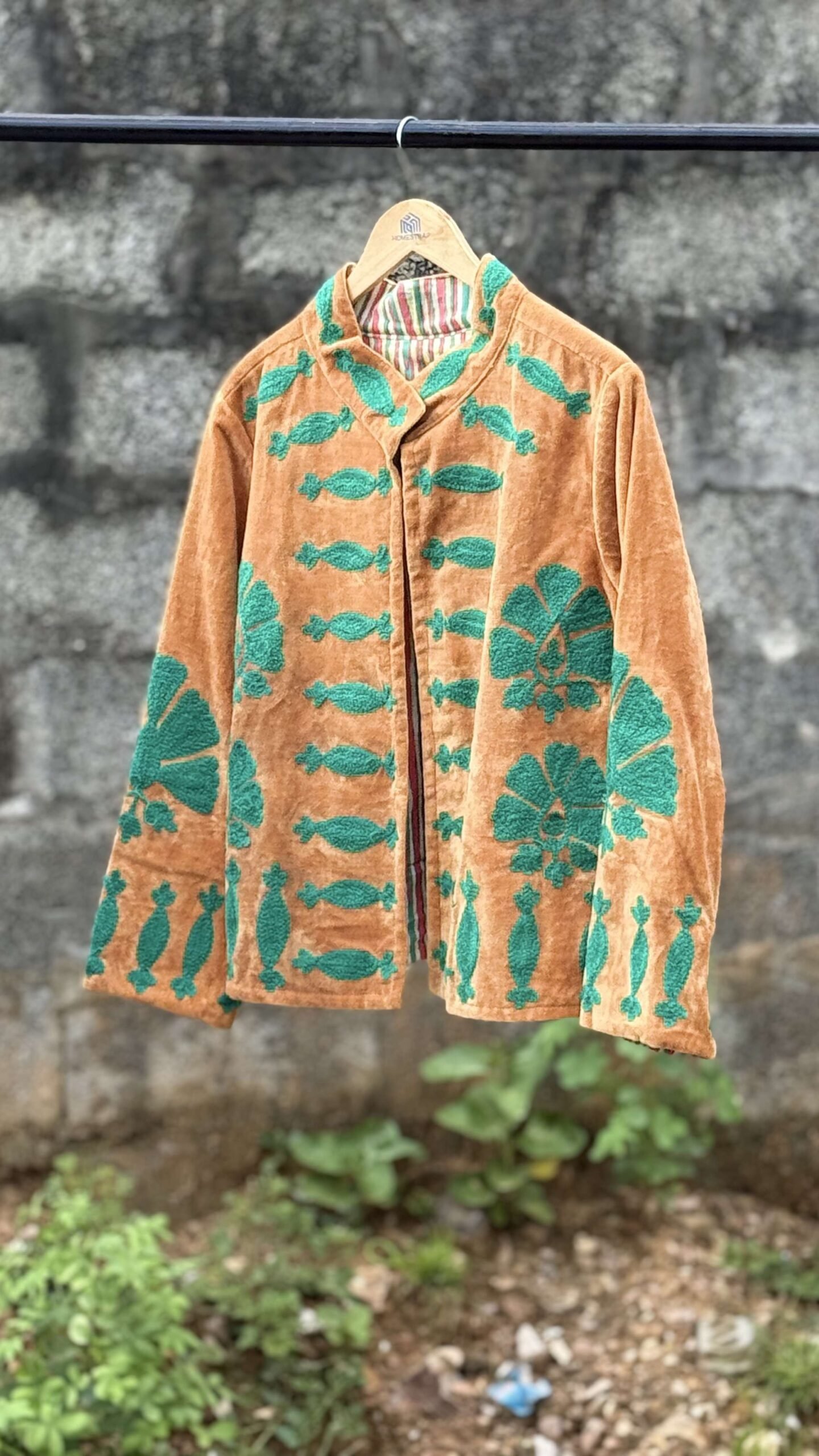 QeCCS7-scaled-1.jpg Womens Rust Velvet Embroidered Jacket with Floral Design - Image 3