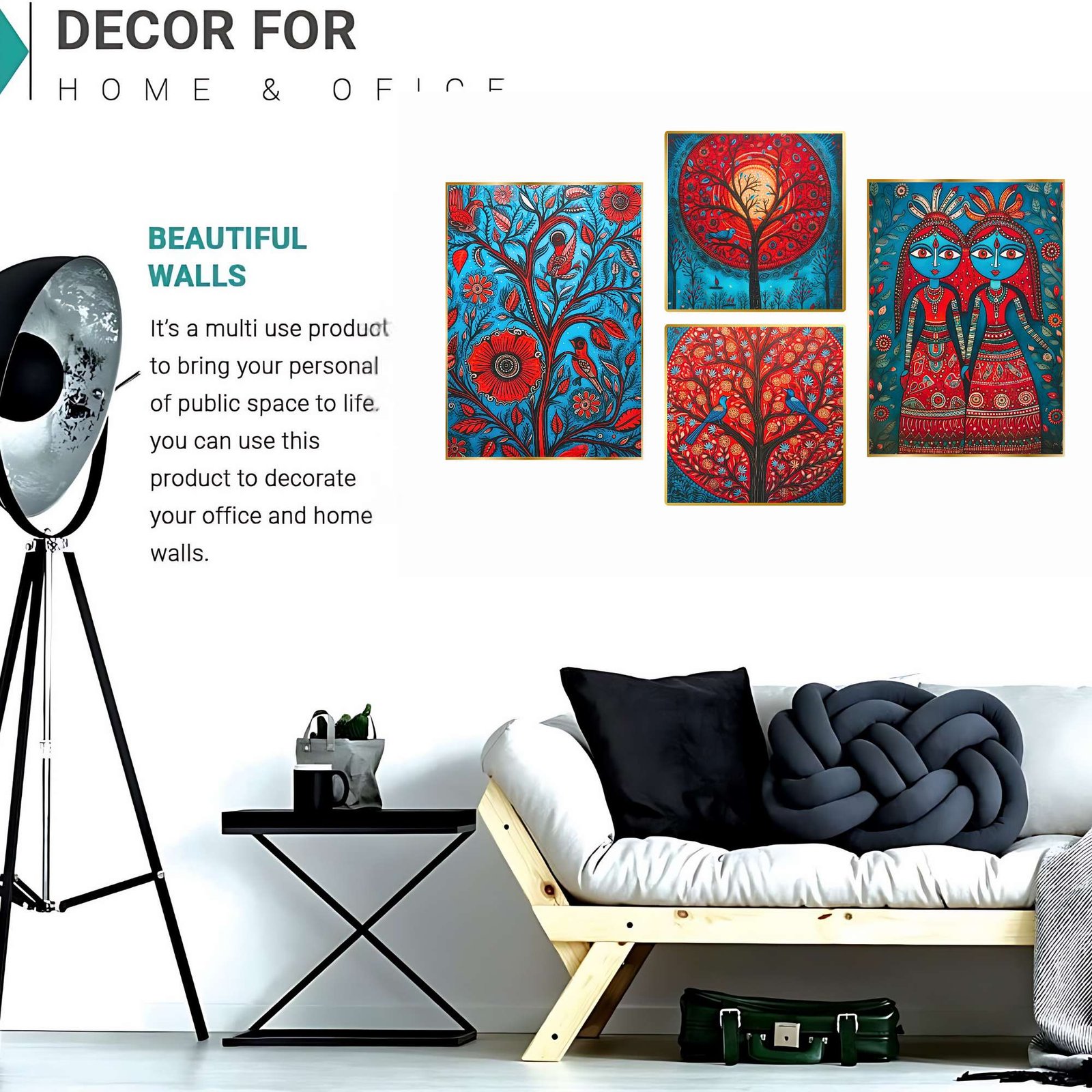 TjLQ9I.jpg Set of Four Wall Paintings for Wall Dacoration Golden Framed Wall Paintings for Living Room & Bedroom Wall Art for Home Decoration & Office Wall Décor (13x10 inch CH-GD4-9) - Image 2