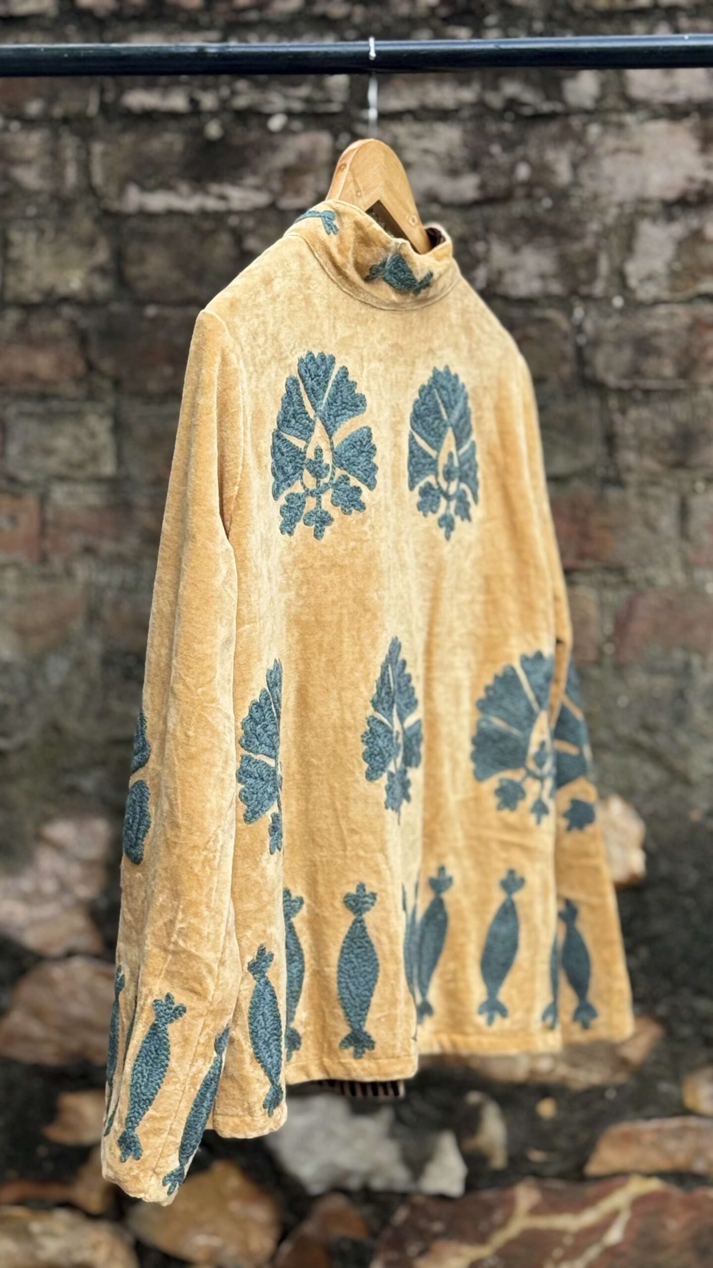 foabkh-scaled-1.jpg Womens Orange Velvet Embroidered Jacket with Floral Design