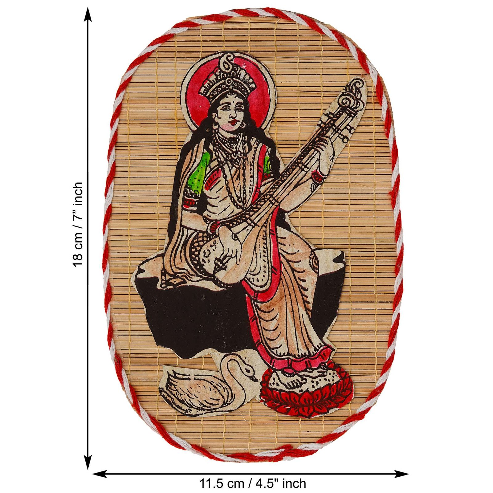 Chitran Product Photography Bamboo Hand Crafted Wall Hangings Of Godess Sarwasti Ji For Home Decor - Image 2