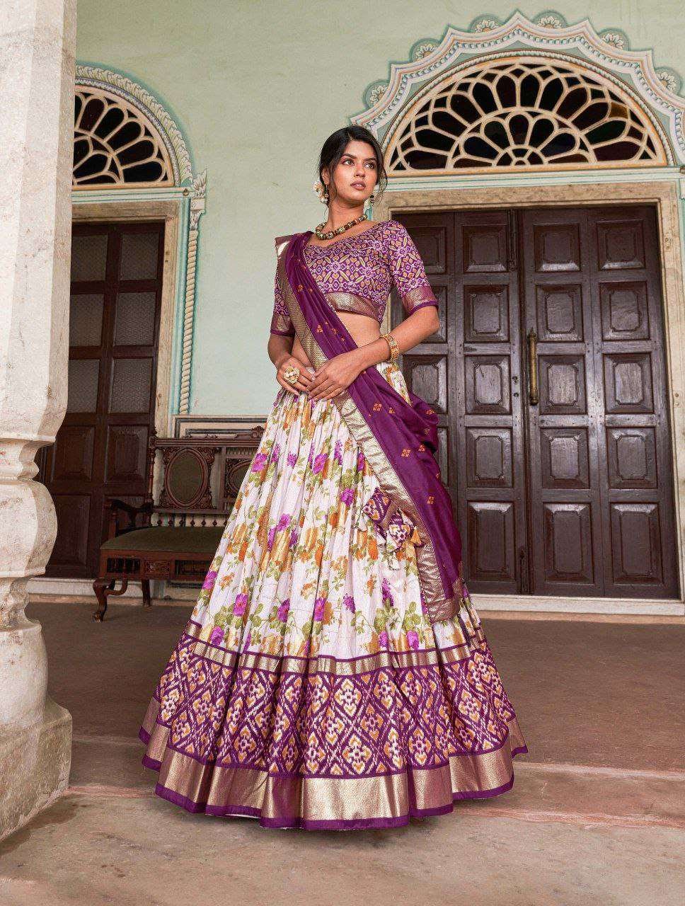 t5UDsD.jpg Women's Tussar Silk Patola Print Lehenga Choli with Dupatta ? Foil Work Stitched Lehenga Set - Image 9