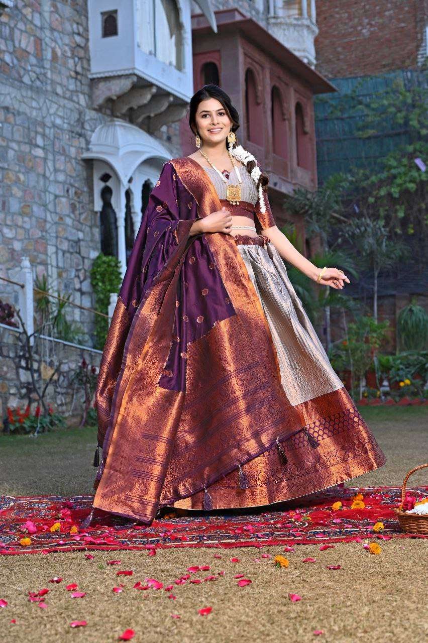 xz3Vzc.jpg Women's Tussar Silk Patola Print Lehenga Choli Dupatta Set - Image 17