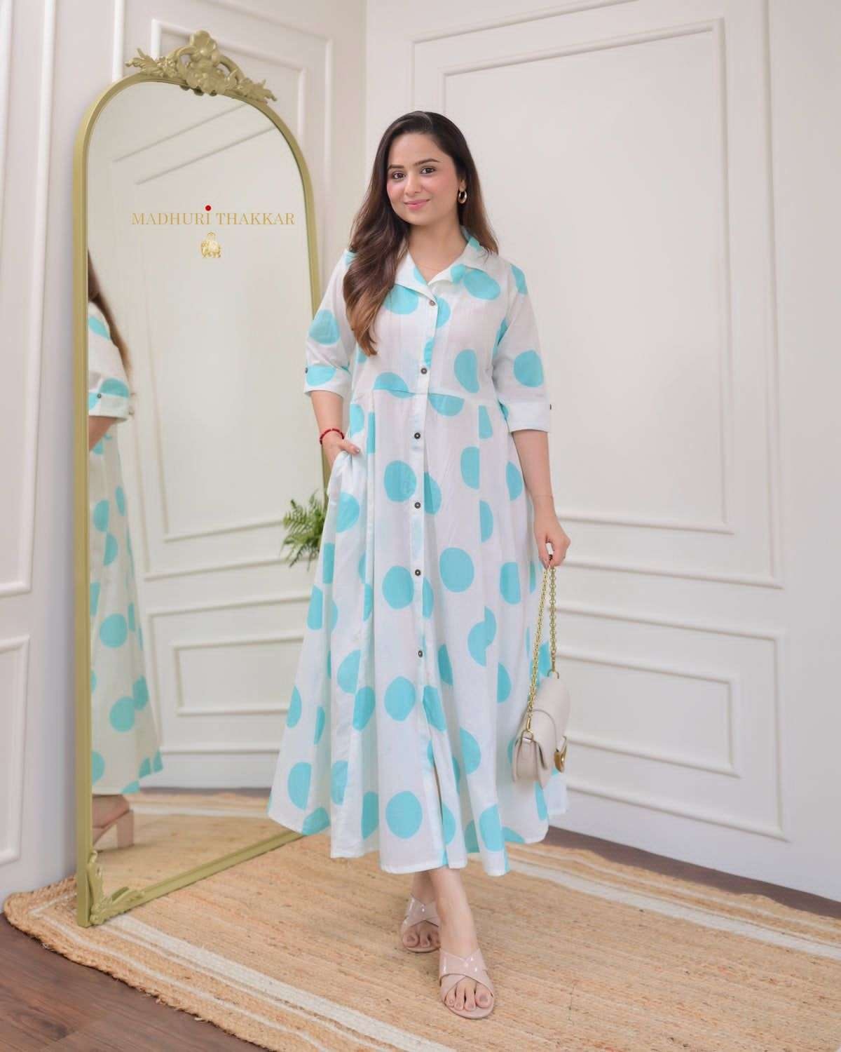 yqAu1A.jpg Women's Cotton Floral Printed 3/4 quarter sleeve A-Line printed kurti